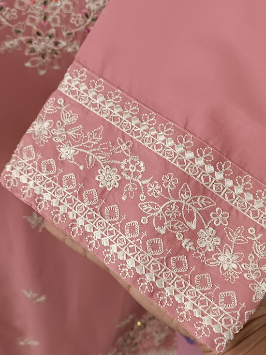 Gulvira Light Pink 3-Piece Cotton Lawn Semi-Formal Embroidered Suit