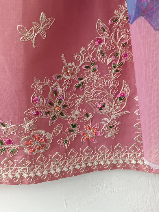 Gulvira Light Pink 3-Piece Cotton Lawn Semi-Formal Embroidered Suit
