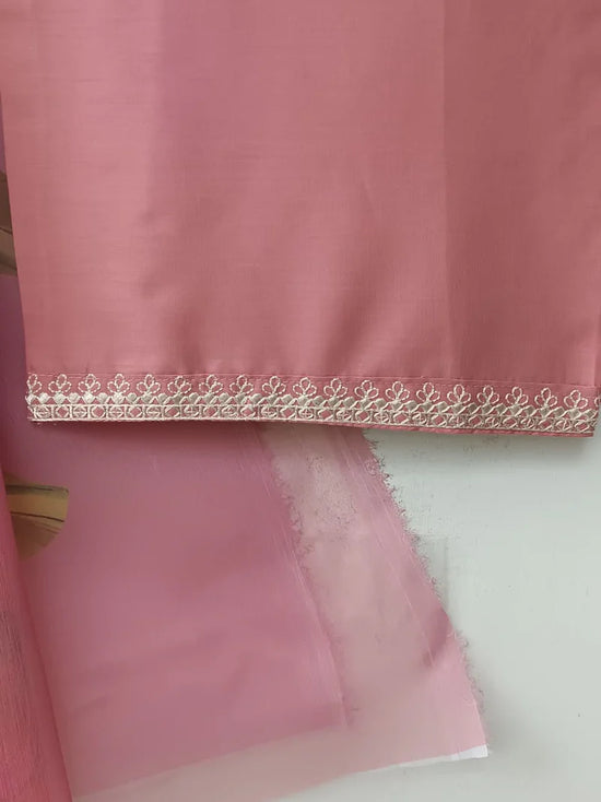Gulvira Light Pink 3-Piece Cotton Lawn Semi-Formal Embroidered Suit