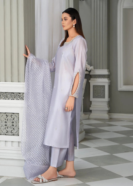 Gulvira Purple Katan Silk 3-Piece Kurta Set | Embellished Festive Wear