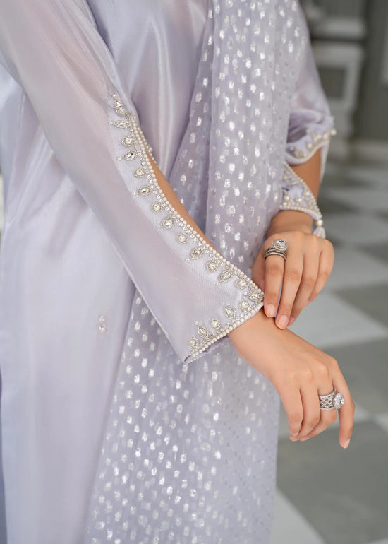 Gulvira Purple Katan Silk 3-Piece Kurta Set | Embellished Festive Wear