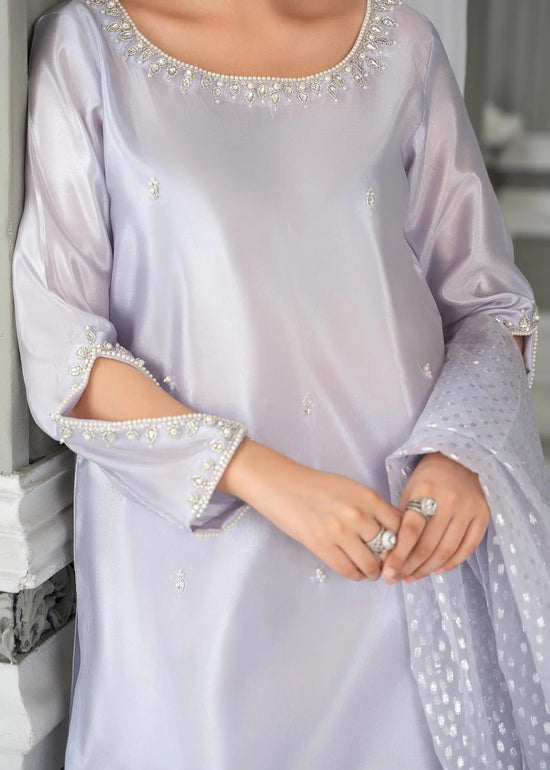 Gulvira Purple Katan Silk 3-Piece Kurta Set | Embellished Festive Wear