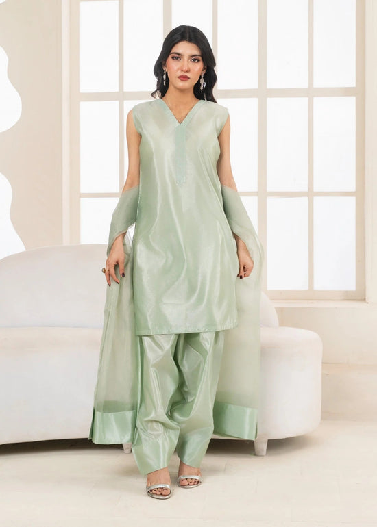Gulvira Pastel Green 3-Piece Silk Kurta Set | Casual Daily Wear