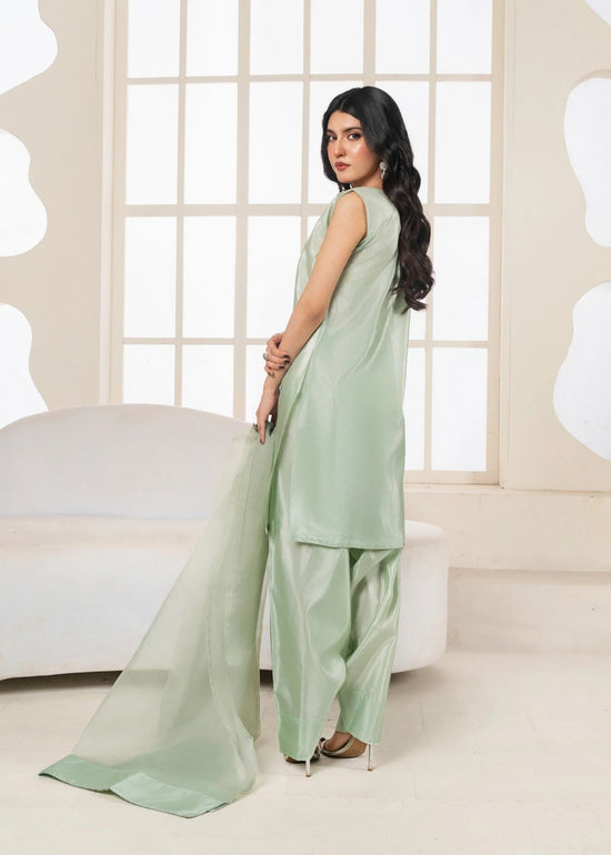 Gulvira Pastel Green 3-Piece Silk Kurta Set | Casual Daily Wear