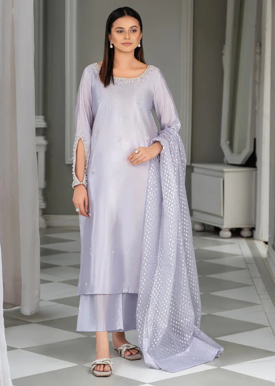 Gulvira Purple Katan Silk 3-Piece Kurta Set | Embellished Festive Wear
