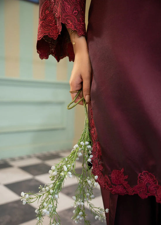 Gulvira Maroon 3-Piece Silk Embroidered Kurta Set | Festive Occasion
