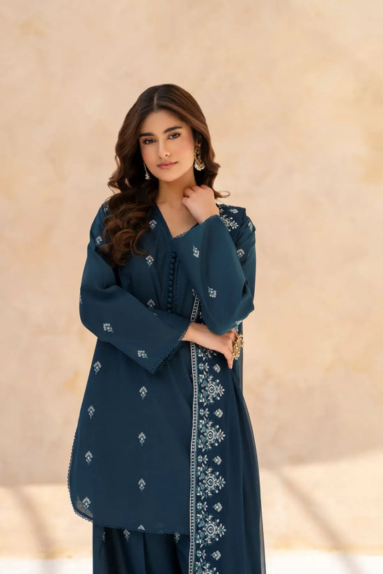 Gulvira Teal Bloom 3-Piece Cotton Lawn Embroidered Eid Suit