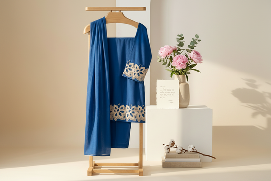 Gulvira Azure Cutwork 3-Piece Stitched Suit | Luxury Pret
