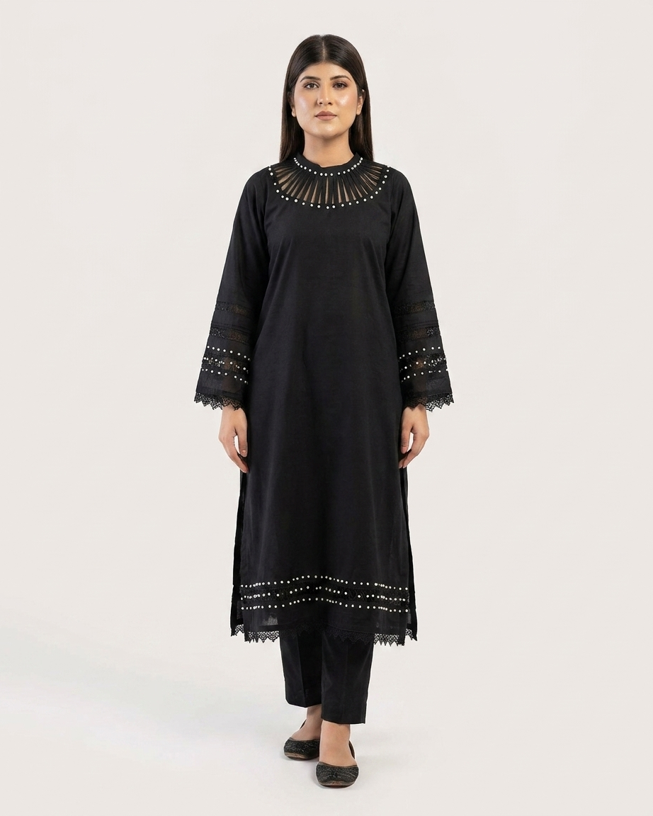 Gulvira Black Lace Pearl 3-Piece Luxury Suit